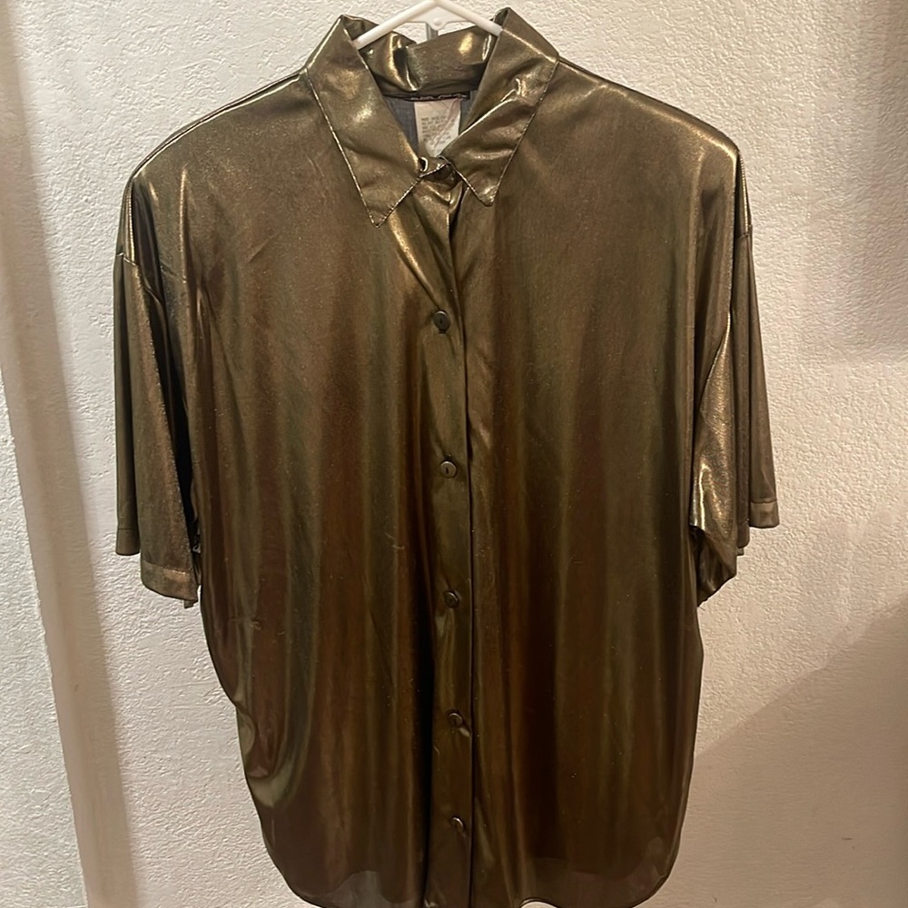 Vintage lamé button down